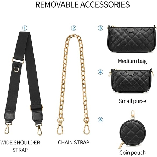 Quiltad liten crossbody-väska för kvinnor läder myntväska handväska