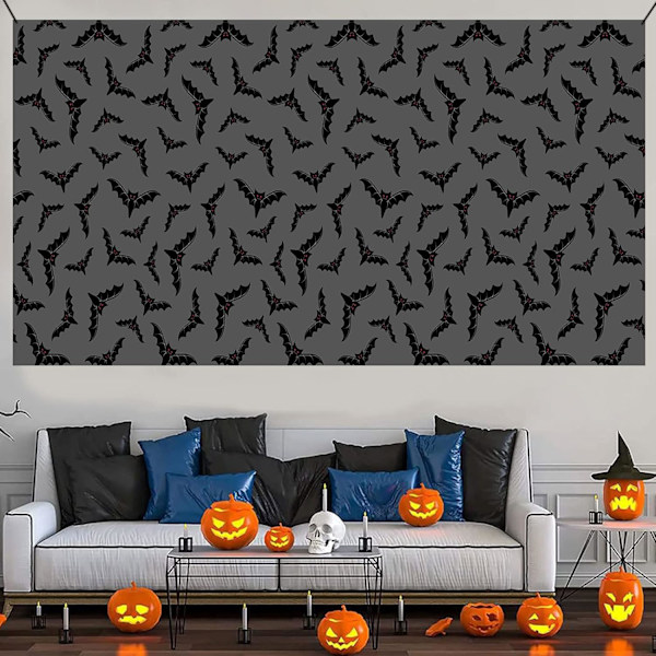 1 stk. Grå Bat Plast Halloween Dug, Stor Rektangulær Dug