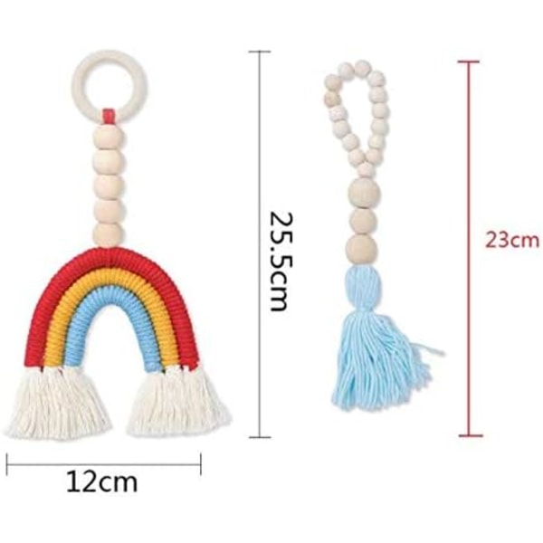 GOODCHNCEUK 2-pack regnbågsfärgade träpärlor med pompom 12x25cm för