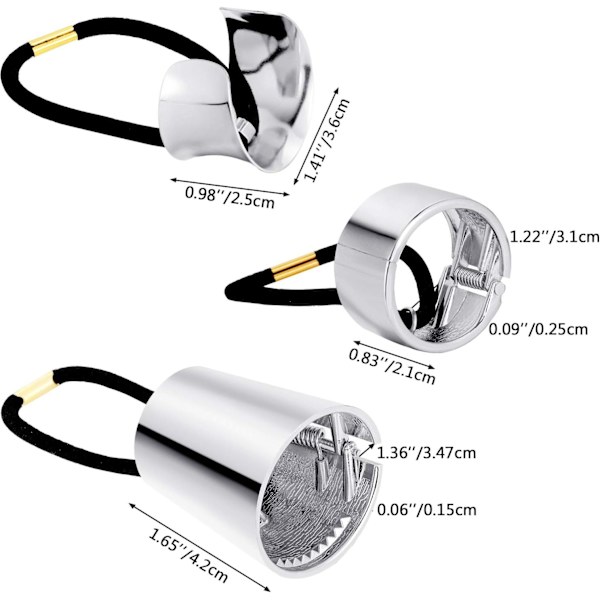 3 stk. 3 stilarter (sølv)  Metal Circle Hair Cuff Elastisk Hår B