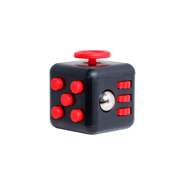 Fidget Cube - Rød/Sort - Trekk opp Rubik's Cube