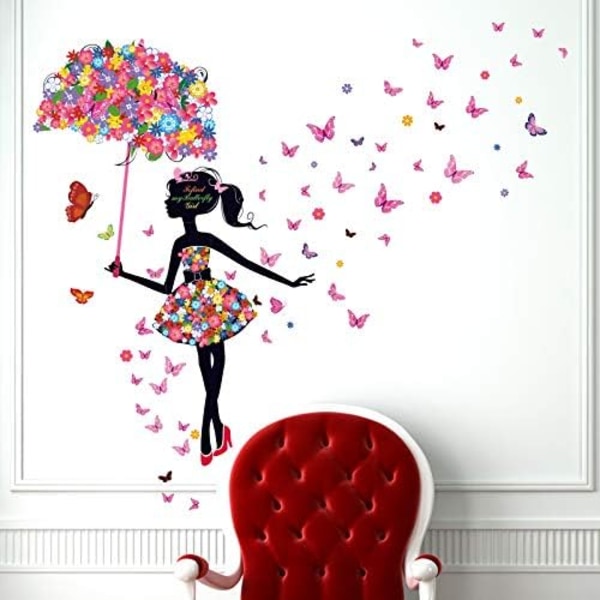 Romantisk dansende jente Flower Fairy Butterfly Avtakbar veggstokk