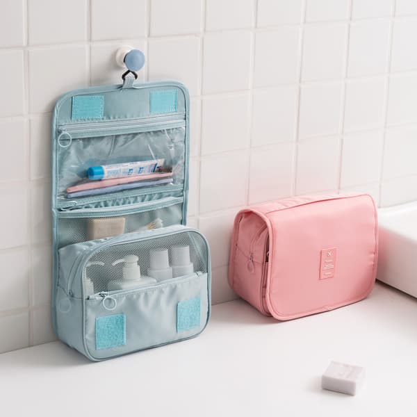 Lyseblå udendørs makeuptaske til piger, makeuptaske, toilettaske til kvinder