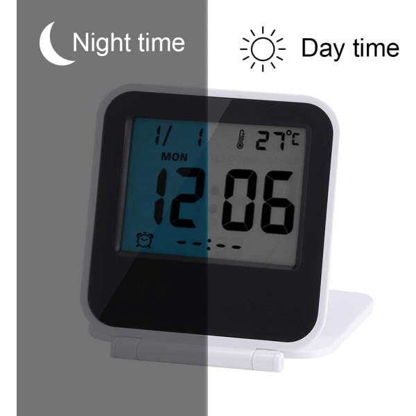 Digital resealarmklocka, Mini hopfällbar bärbar alarmkalender