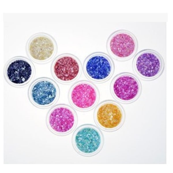 12 st set med glittrande naglar, glittrande pulver holografisk mak