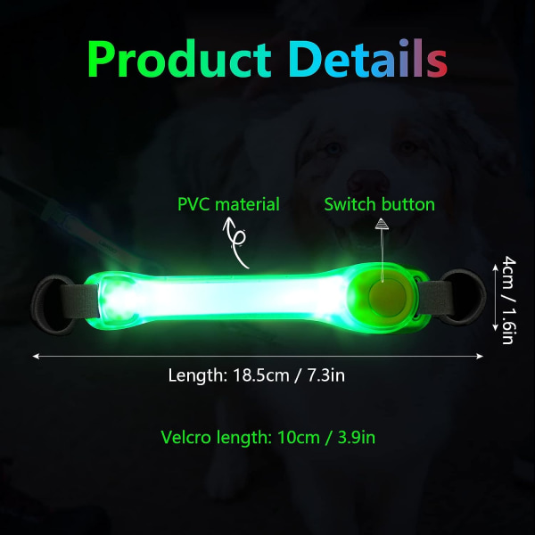Light Up Leash til Hunde, Vandtæt Blinkende LED Hundehalsbånd med