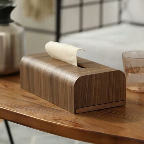 1 stk. Stue Tissue Box Valnød Træ Papir Box Bord Desktop St