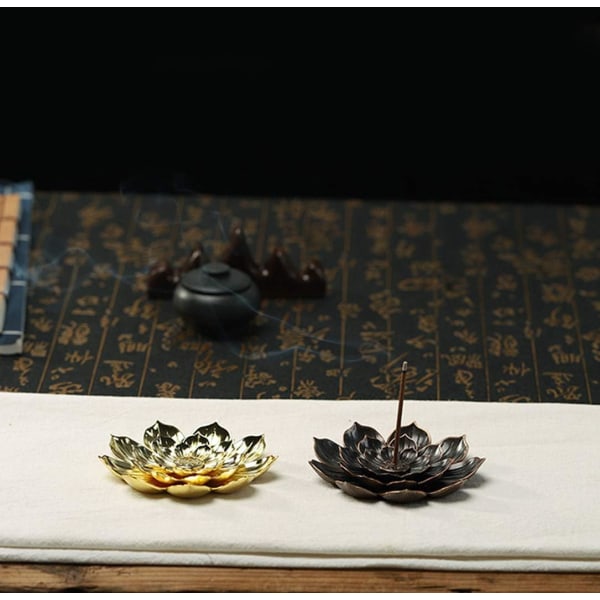 Lotus Røgelseholder Pinde Røgelse Brænder Messing Kegle Spiral Røgelse