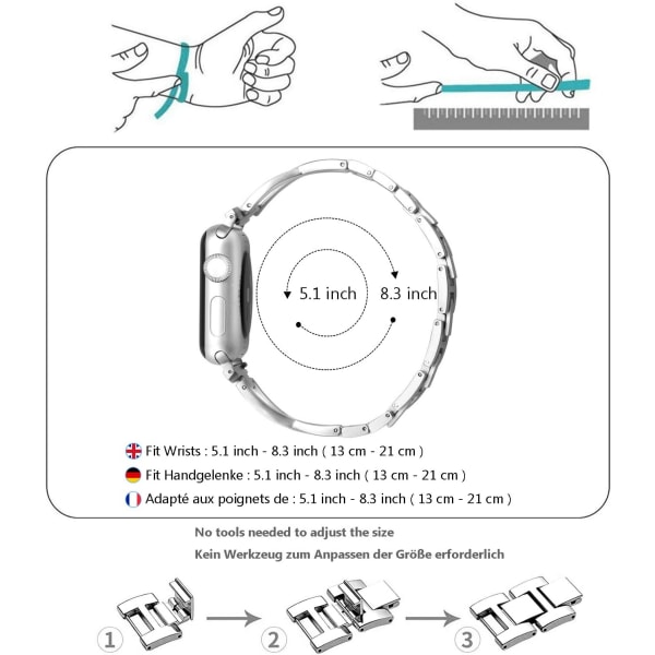 Sølv, smykke stropp 38mm 40mm 41mm egnet for iWatch serie 8