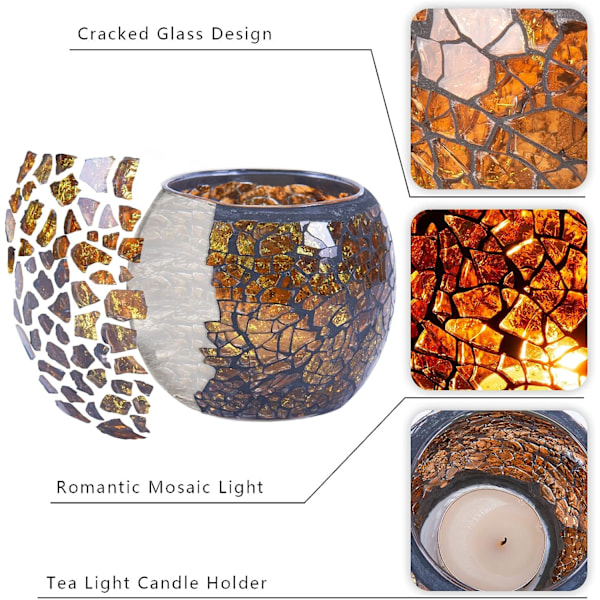 Mosaik Lysestager, Håndlavet Romantisk Og Varmt Glas Lysestager