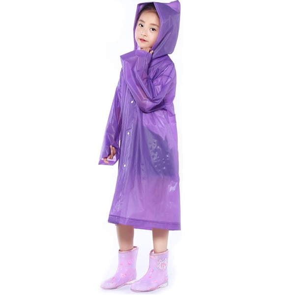 Regnfrakk Regn Poncho Frakk med hette for barn, EVA Regnkappe for B