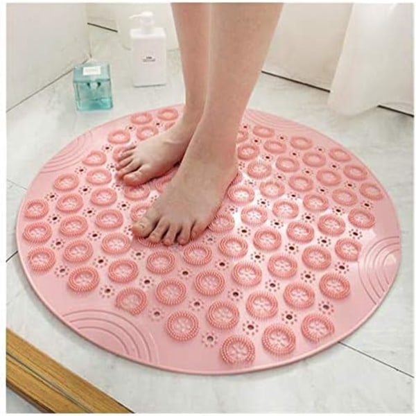 (55x55cm, Rosa) PVC Silikon Rund Matta, Vattentät Sugkoppsmatta