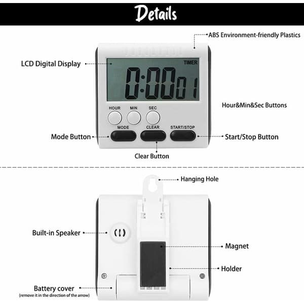 24-timmars kökstimer, 4-pack barntimer, 4 färger digital tid