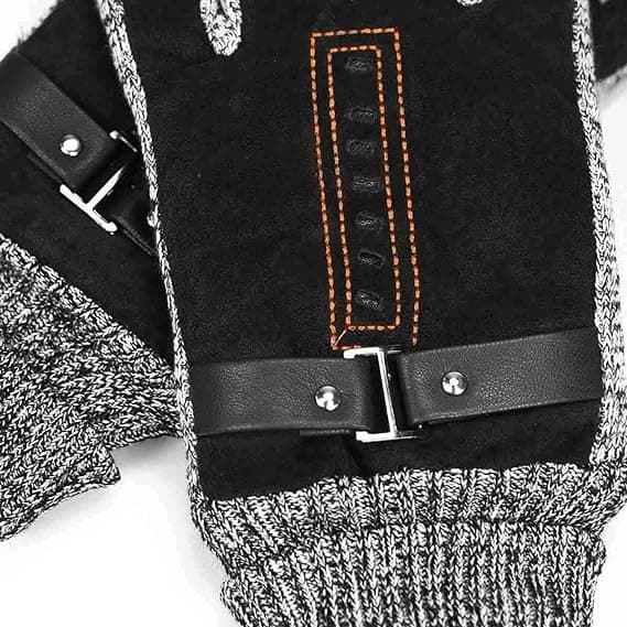 Herr vinter läderhandskar tjocka varma fleece vindtäta handskar Co
