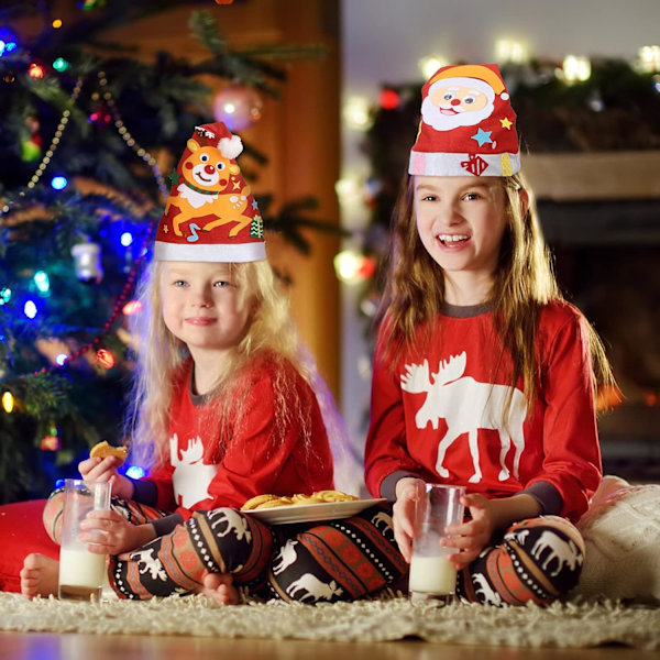 6 st DIY filt julhattar för barn jul personliga