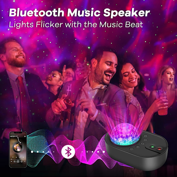 Stjernehimmel-projektor, galakseprojektorlampe, innebygd Bluetooth S