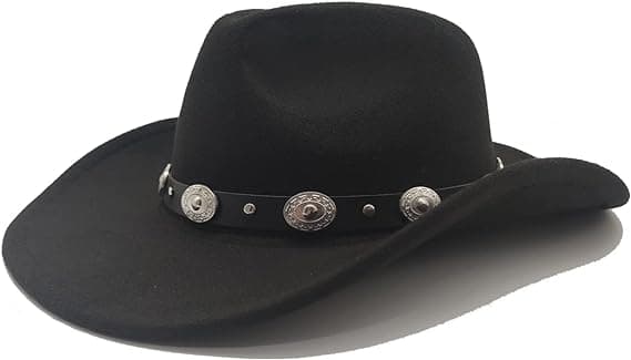 Cowboy Hat til kvinder Western Jazz Hat til mænd Sort