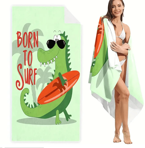 70x150cm Vihreä Dinosaurus Mikrokuitu Rantapyyhe