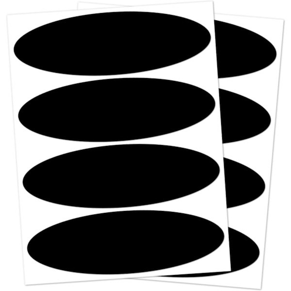8 reflekterende klistermærker, 8,5 x 2,7 cm, ovale, sorte