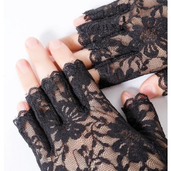 1 par sorte blondehansker Halloween Maskerade Sort One Size