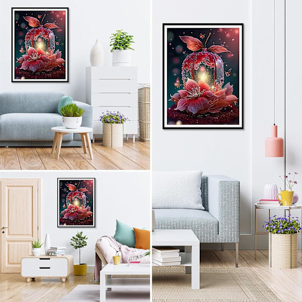 （34）4 stycken DIY Diamond Painting  Jul Kit, 5D Jul Broderi