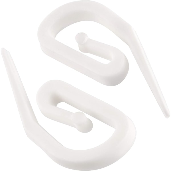 Hvite plastgardinkroker - pakke med 100 (28 x 12 mm) gardiner/vind