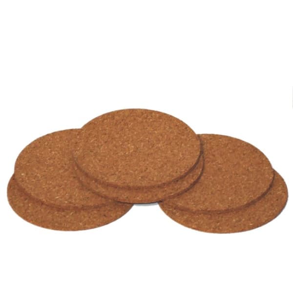 6 stk. Underlag i kork - 9 cm - 6-pak Brun