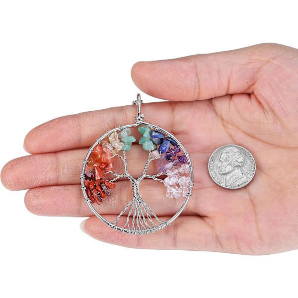 Smyckeshänge Halsband 7 Naturliga Chakra Stenar DIY Livets Träd