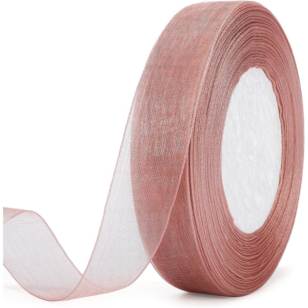 20 mm roséguld organza band, 45 m roséguld genomskinligt band, tunt r