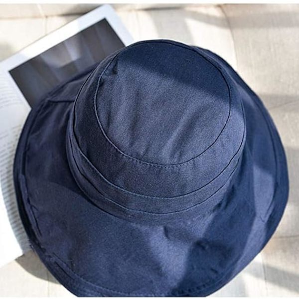 （navy）Dame Strandhat Foldbar Sommerhat Bredskygget Capeline Be