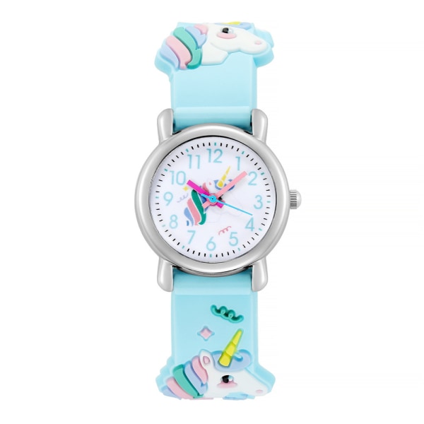 lyseblå 1 ur (pink enhjørning), vandtæt armbåndsur til børn