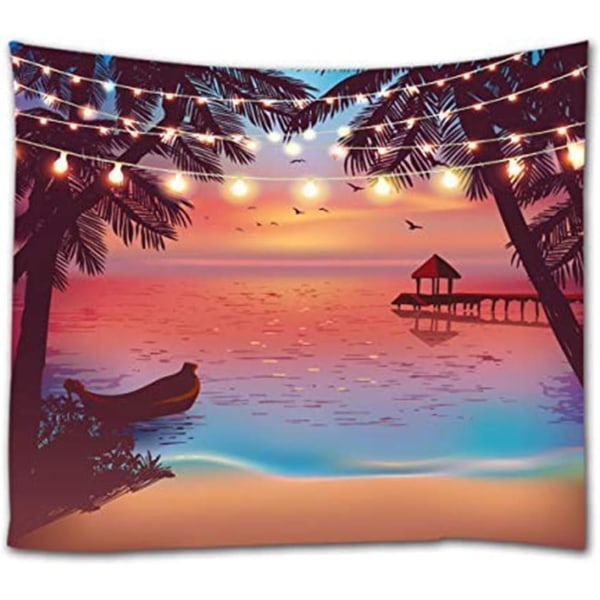 80 tommer gange 60 tommer, Tropical Beach Tapestry, Ocean Seaside at Suns