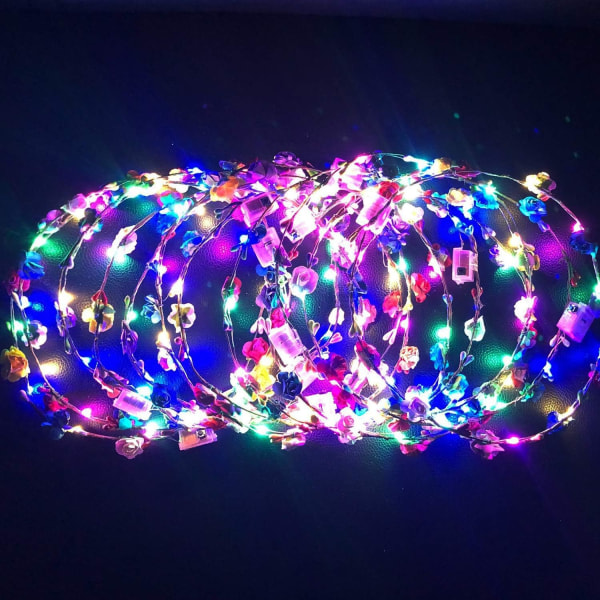 LED Blomsterhårband 12PCS Mix - Djuröron LED Flash Floral Flowe