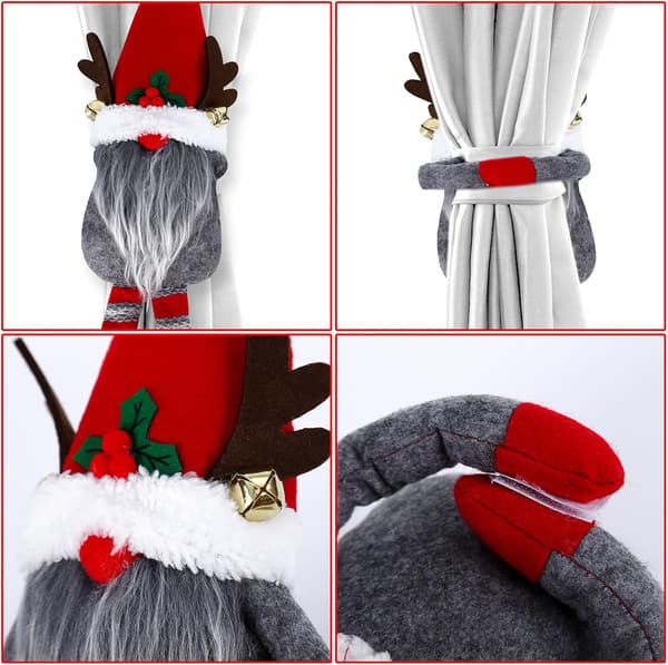 2 st julgardinbindningar tomte gardin hållare spänne jul