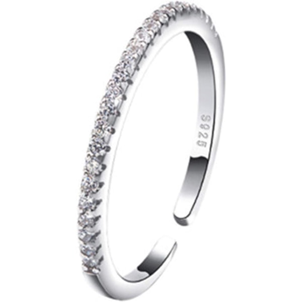 Silver Crystal Open Ring - Justerbara Ringar - Enkla Ringar för Wo