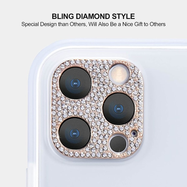 Bling kamera (roseguld) rygbeskytter til iPhone 12 Pro Max Cam