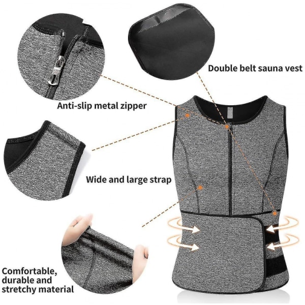 （XXXL）Herre Sport Neopren Sauna Vest Holdningskorrigerende Ryggstøtte