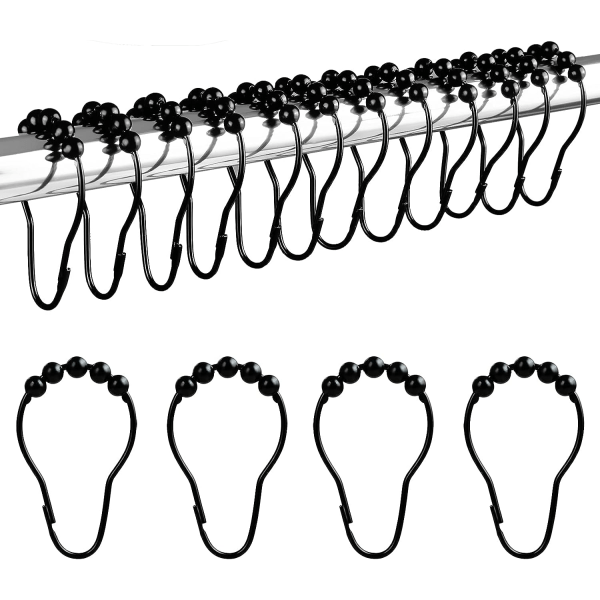 Rostfria duschringar (12 st svarta)