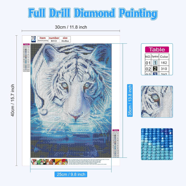 5D Diamantmålning Tiger, DIY Full Diamond, Animals Diamond Pain