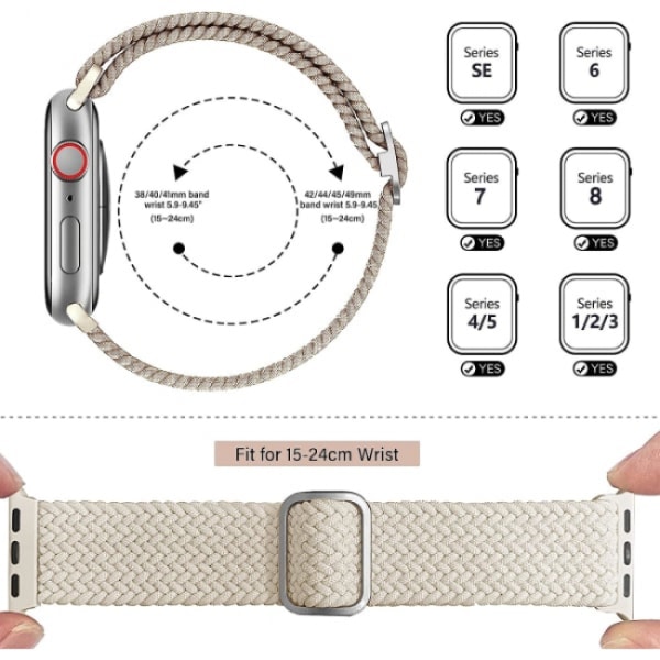 Beige sportsbånd kompatibel med Apple Watch-rem 42mm 44mm 45m