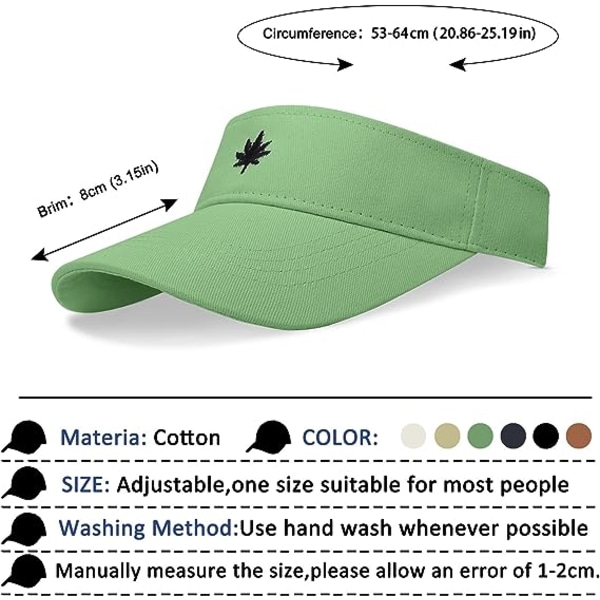 Dam solhatt - Unisex visirkeps, lönnlöv broderad justerbar