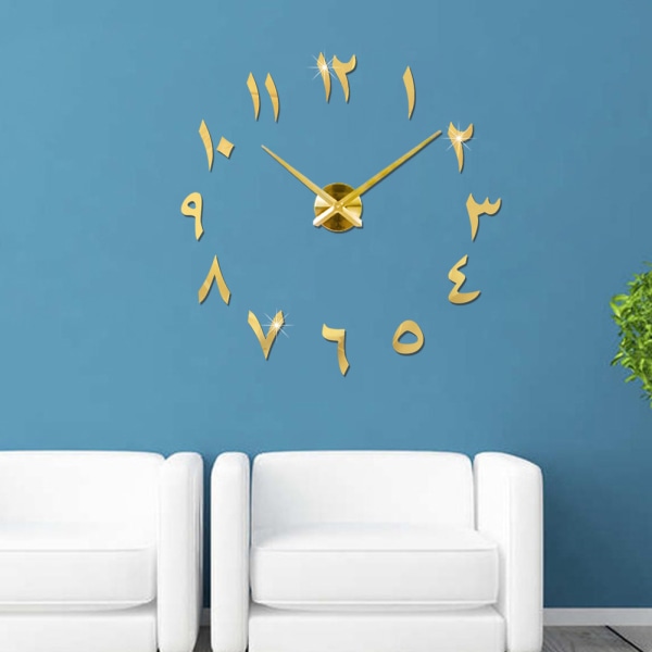 Överdimensionerad Creative Wall Clock DIY Mirror Väggklocka Spegelvägg C