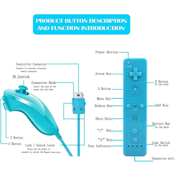 Set med 2 kontroller och Nunchuck-kontroller för Wii/Wii U Conso