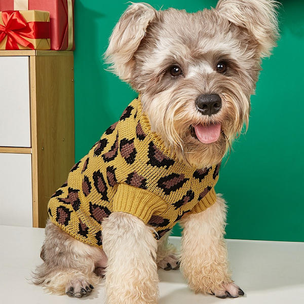 Hund Pullover Haustier Winter Strickwaren Leopard Muster Welpe Wa