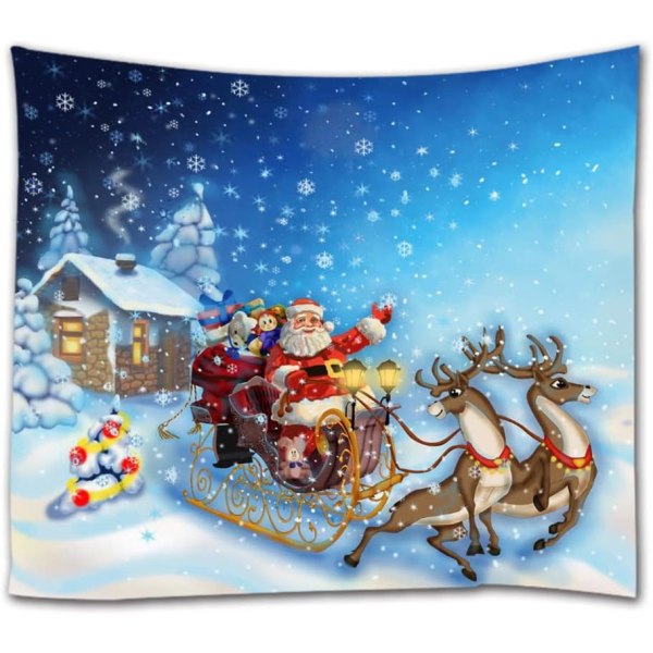 80 x 60 Inch, Colorful Christmas Tapestry Xmas Santa Claus Sled T