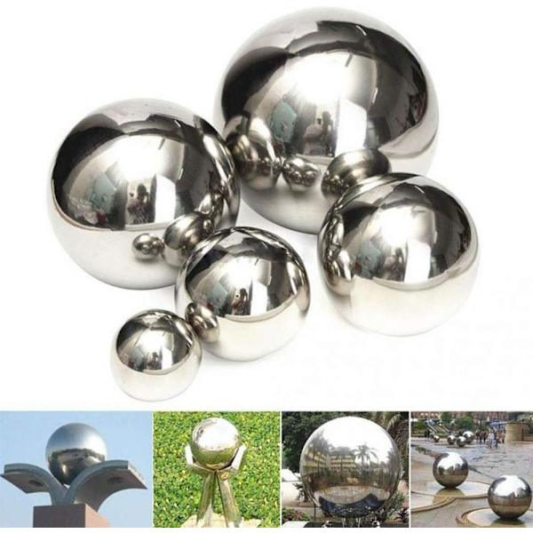 Speilball 15 cm i diameter i skinnende sølvpolert rustfritt stål