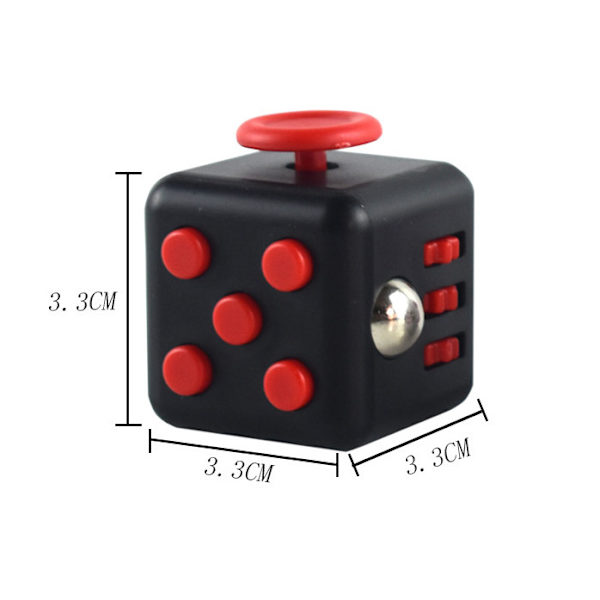Fidget Cube - Röd/Svart - Dra upp Rubiks kub
