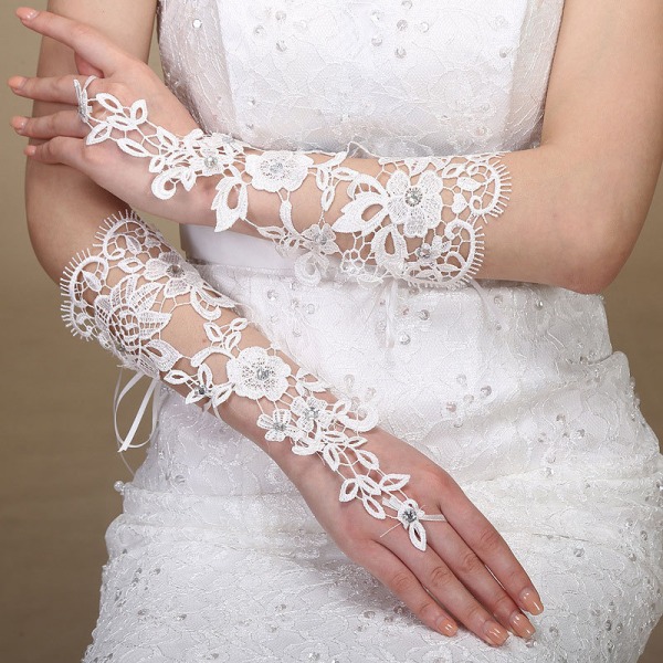 Nytt bryllupstilbehør Fingerless Sequins Rhinestone Wedding Lac