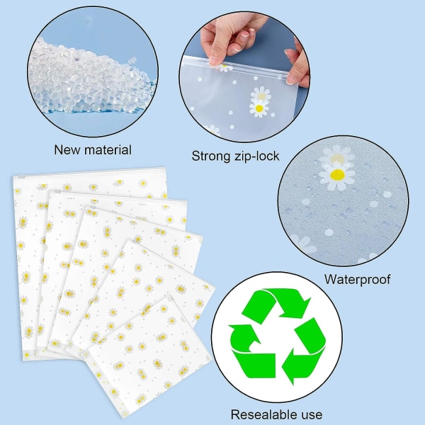 Lekkasjesikker pose, 25 stk. gjennomsiktig frostet plast glidelås St