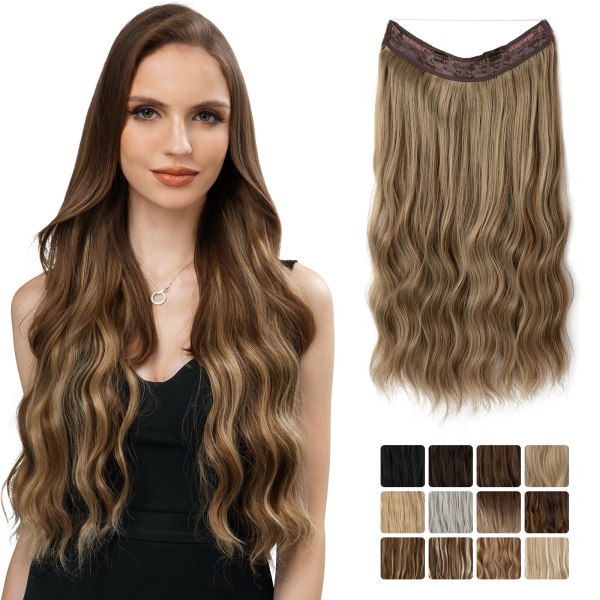 20 inches hair extensions Invisible Wire Wavy Curly Long Syntheti